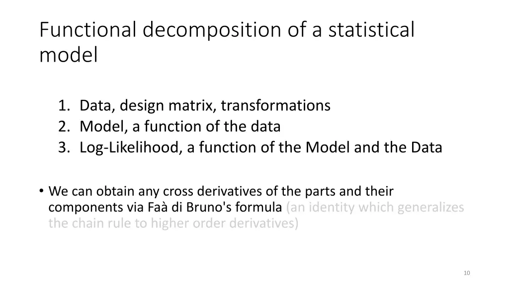 functional decomposition of a statistical model