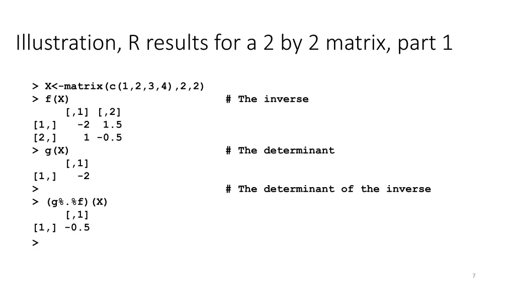 illustration r results for a 2 by 2 matrix part 1