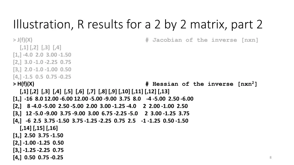illustration r results for a 2 by 2 matrix part 2