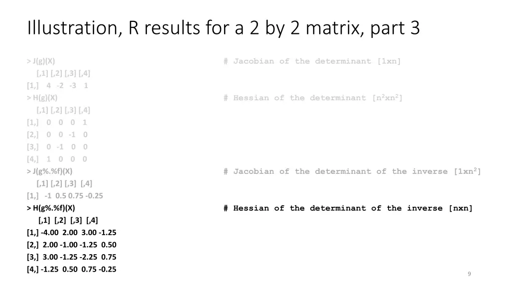illustration r results for a 2 by 2 matrix part 3