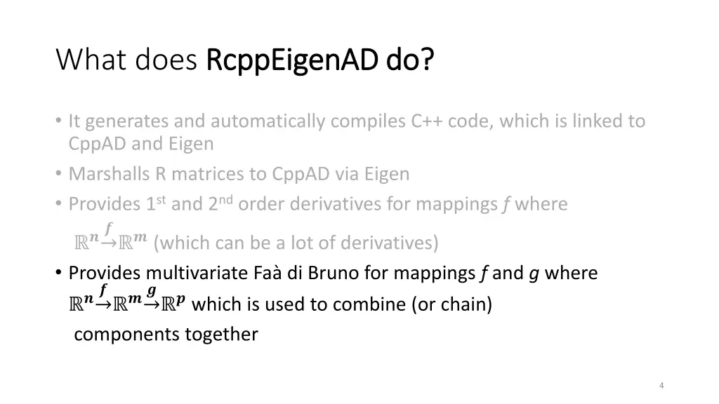 what does rcppeigenad rcppeigenad do