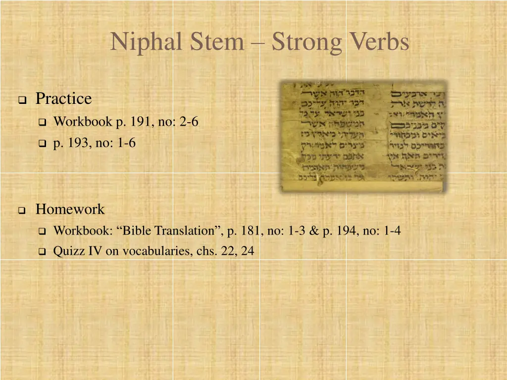 niphal stem strong verbs 8