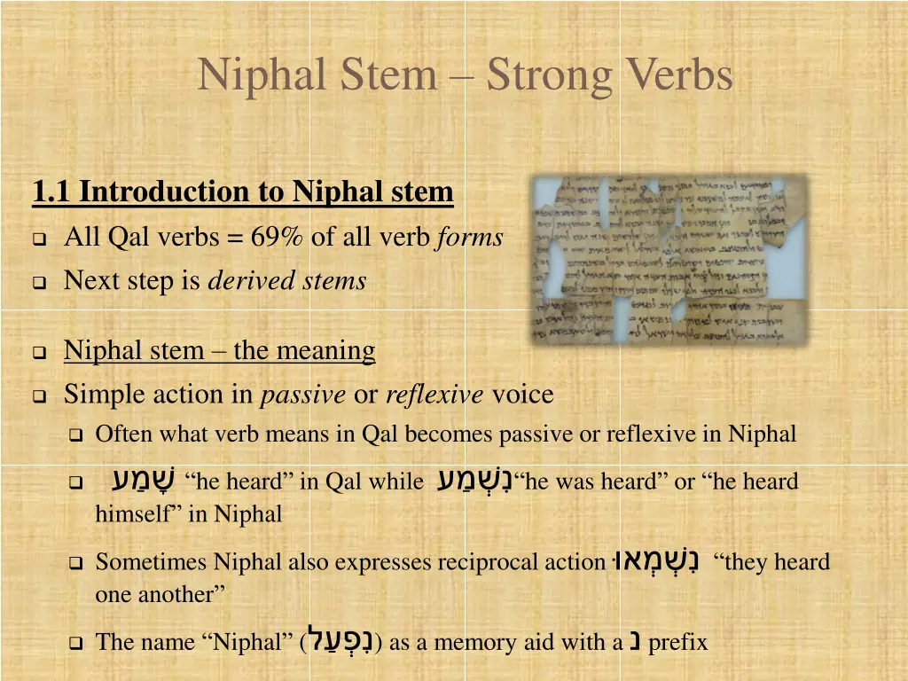niphal stem strong verbs