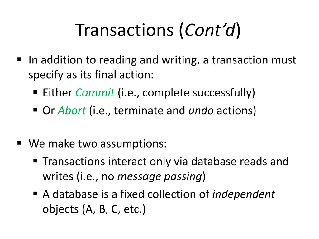 transactions cont d