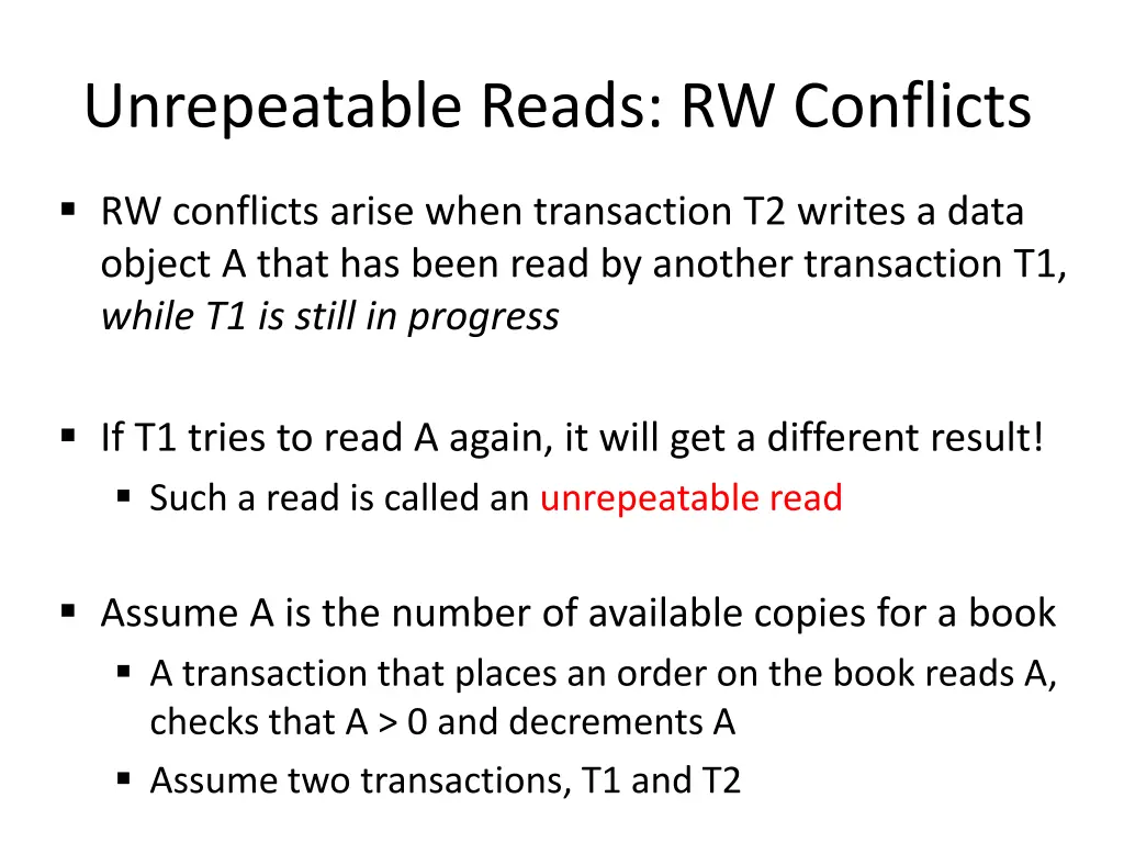 unrepeatable reads rw conflicts