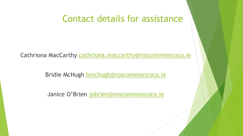 contact details for assistance
