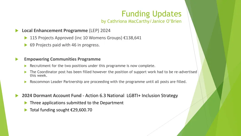 funding updates by cathriona maccarthy janice