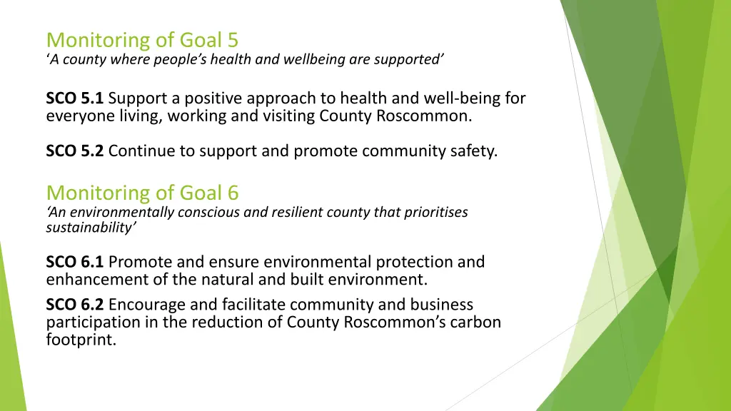 monitoring of goal 5 a county where people