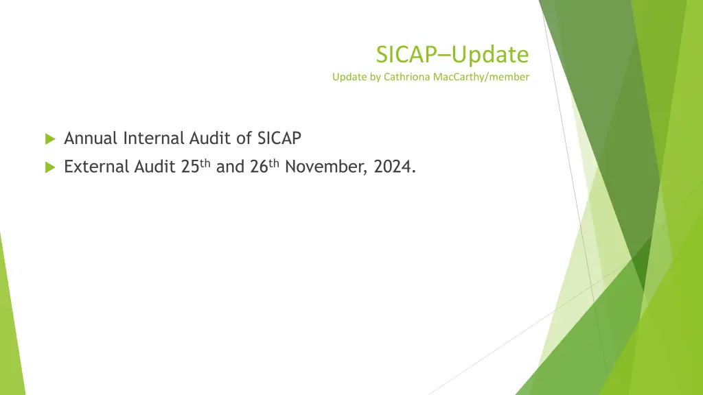 sicap update update by cathriona maccarthy member