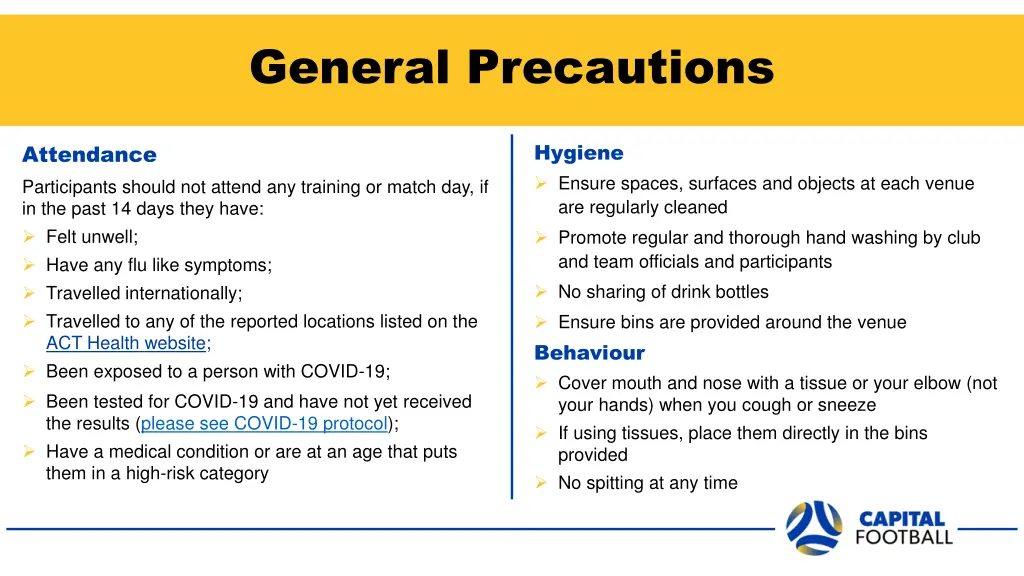 general precautions