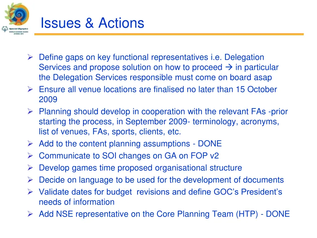 issues actions