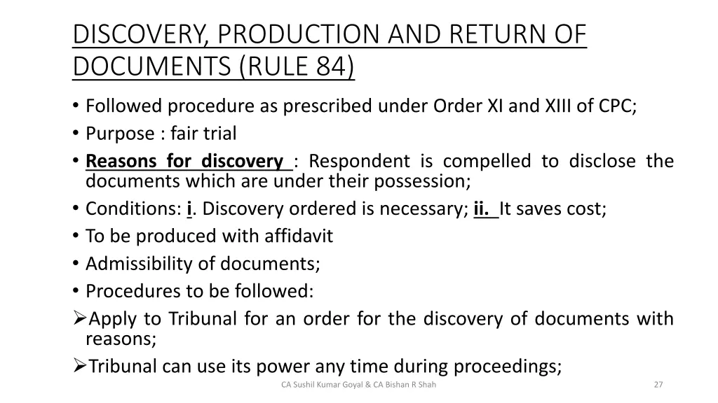discovery production and return of documents rule