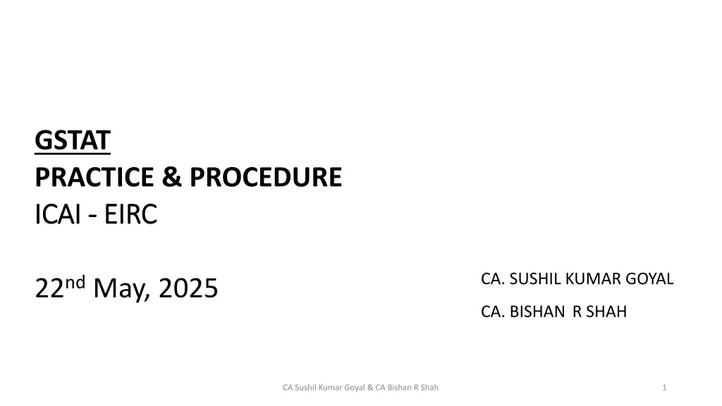 gstat practice procedure icai icai eirc eirc