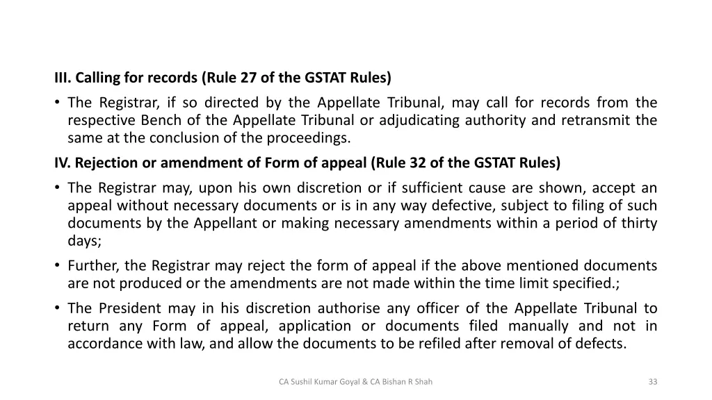 iii calling for records rule 27 of the gstat