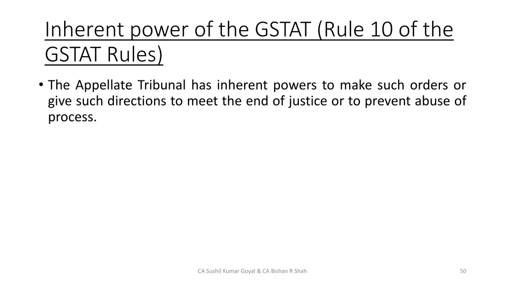 inherent power of the gstat rule 10 of the gstat