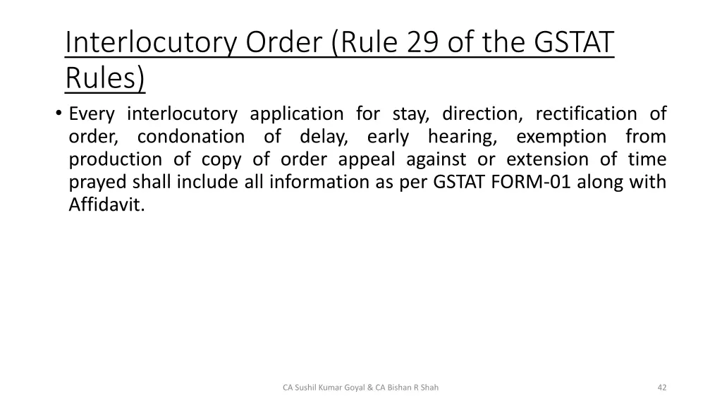 interlocutory order rule 29 of the gstat rules