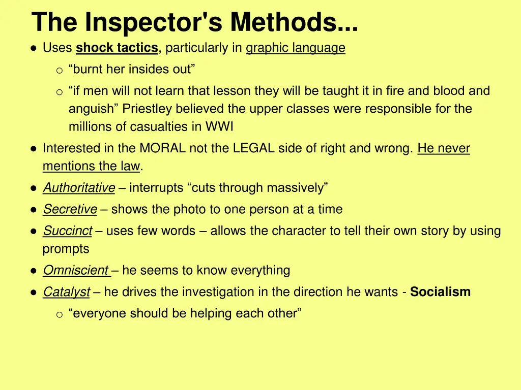 the inspector s methods uses shock tactics