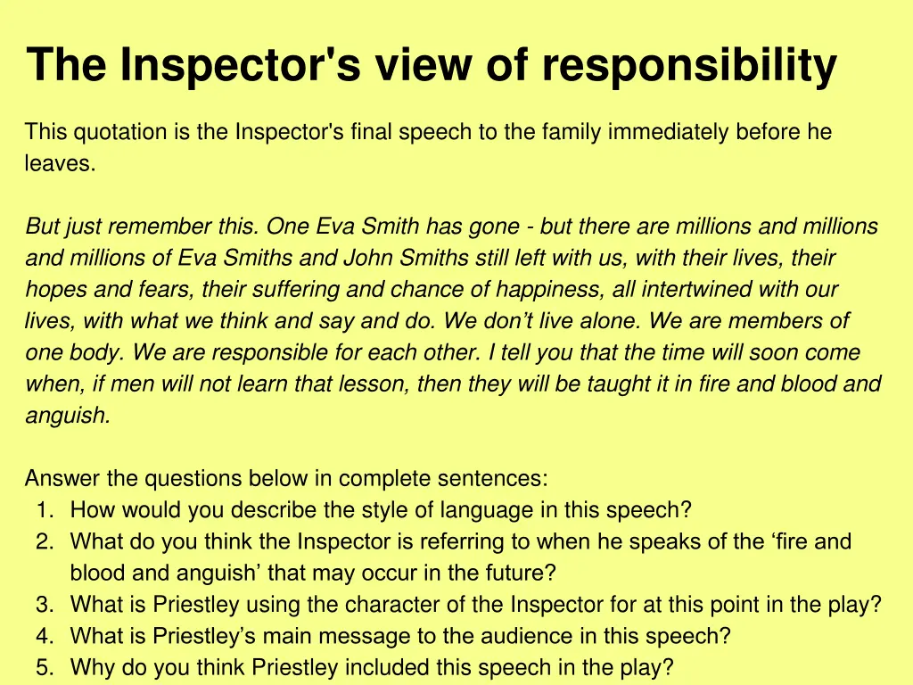 the inspector s view of responsibility