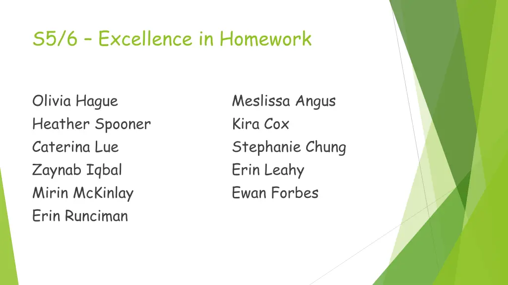 s5 6 excellence in homework
