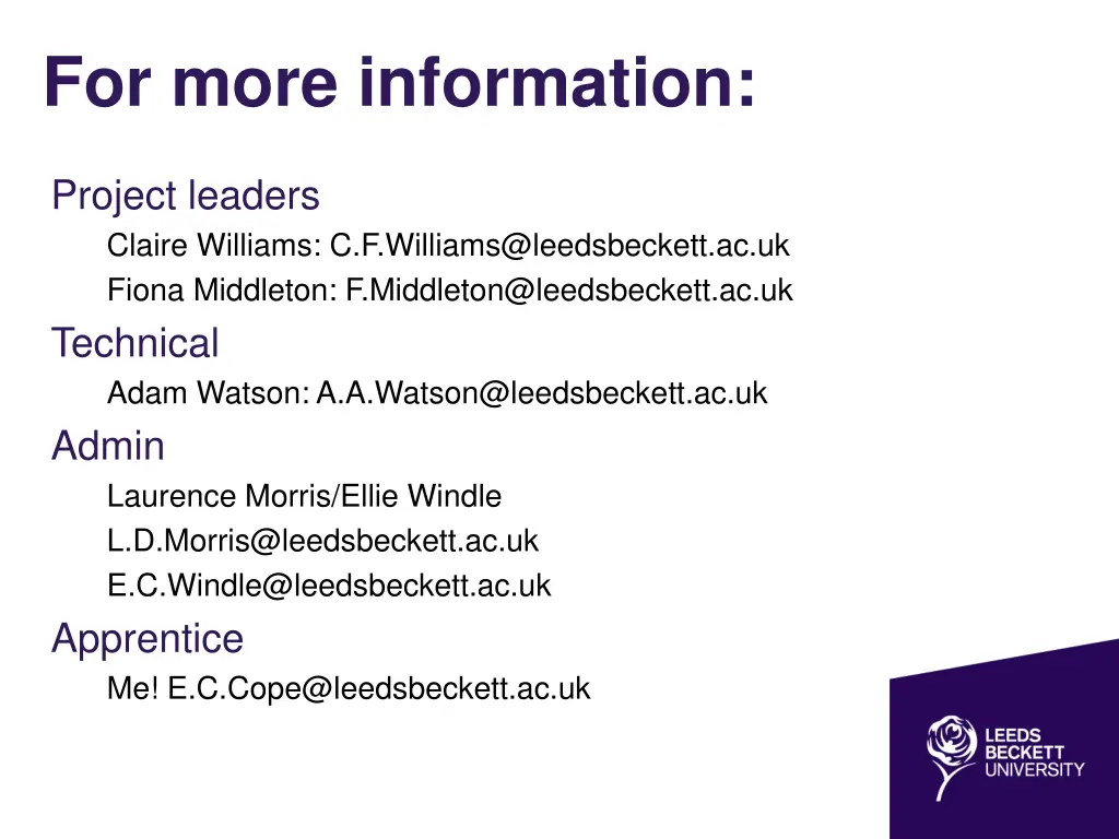 for more information