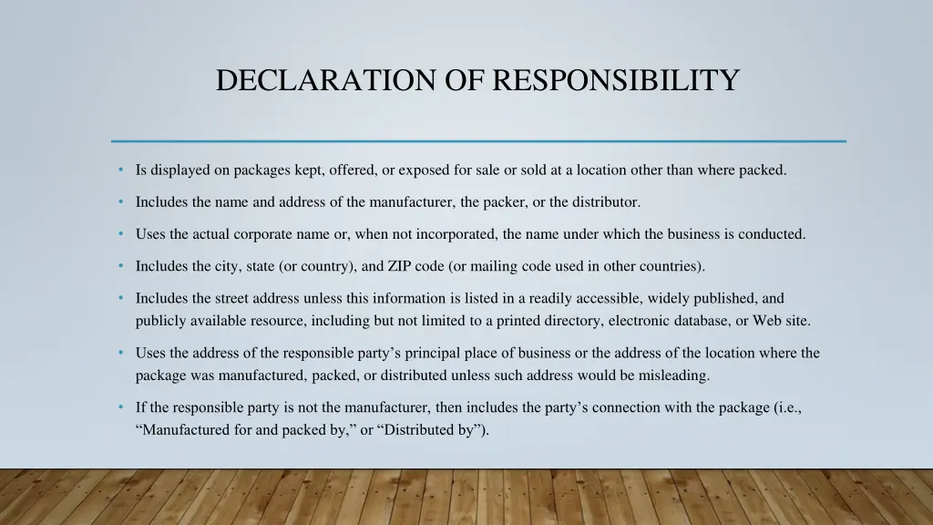declaration of responsibility