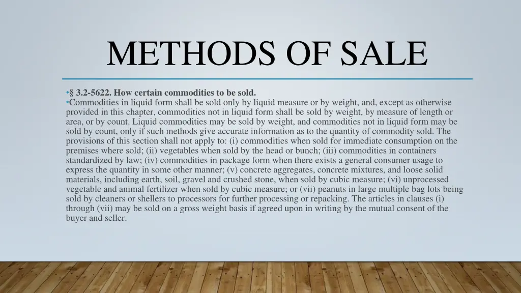 methods of sale