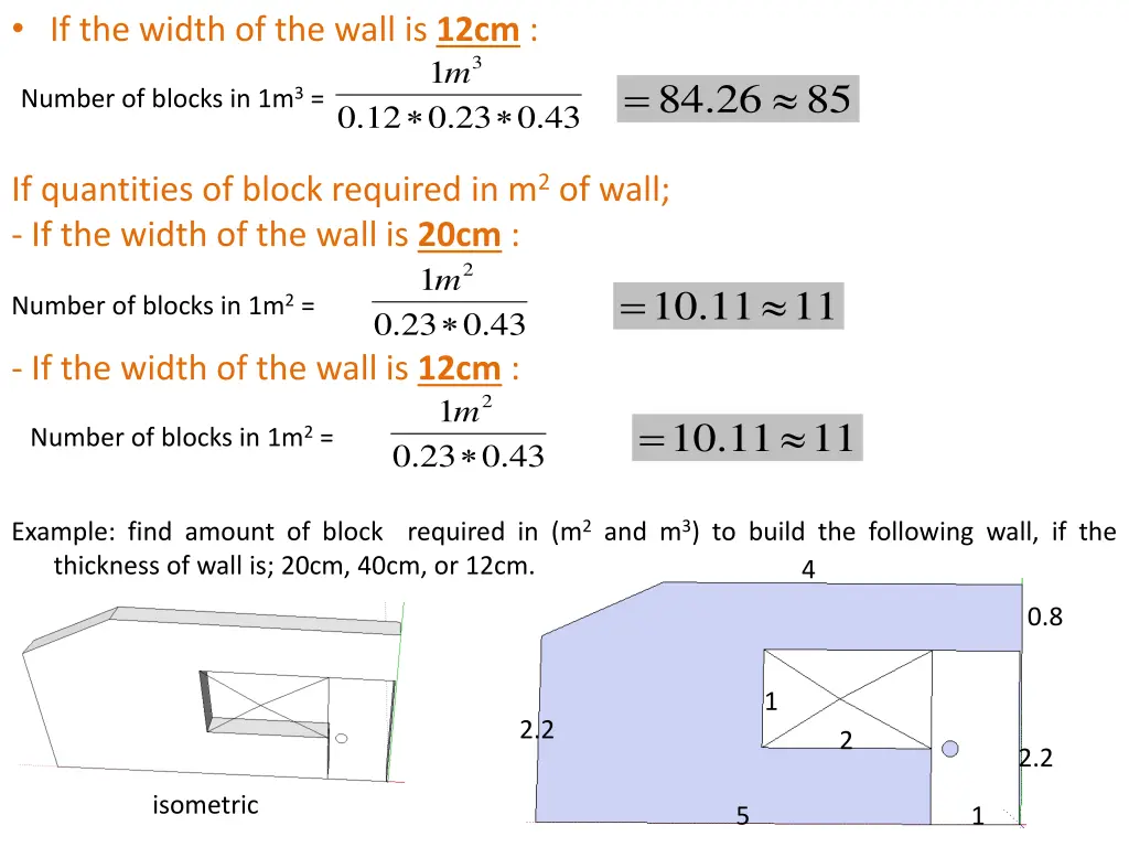 if the width of the wall is 12cm