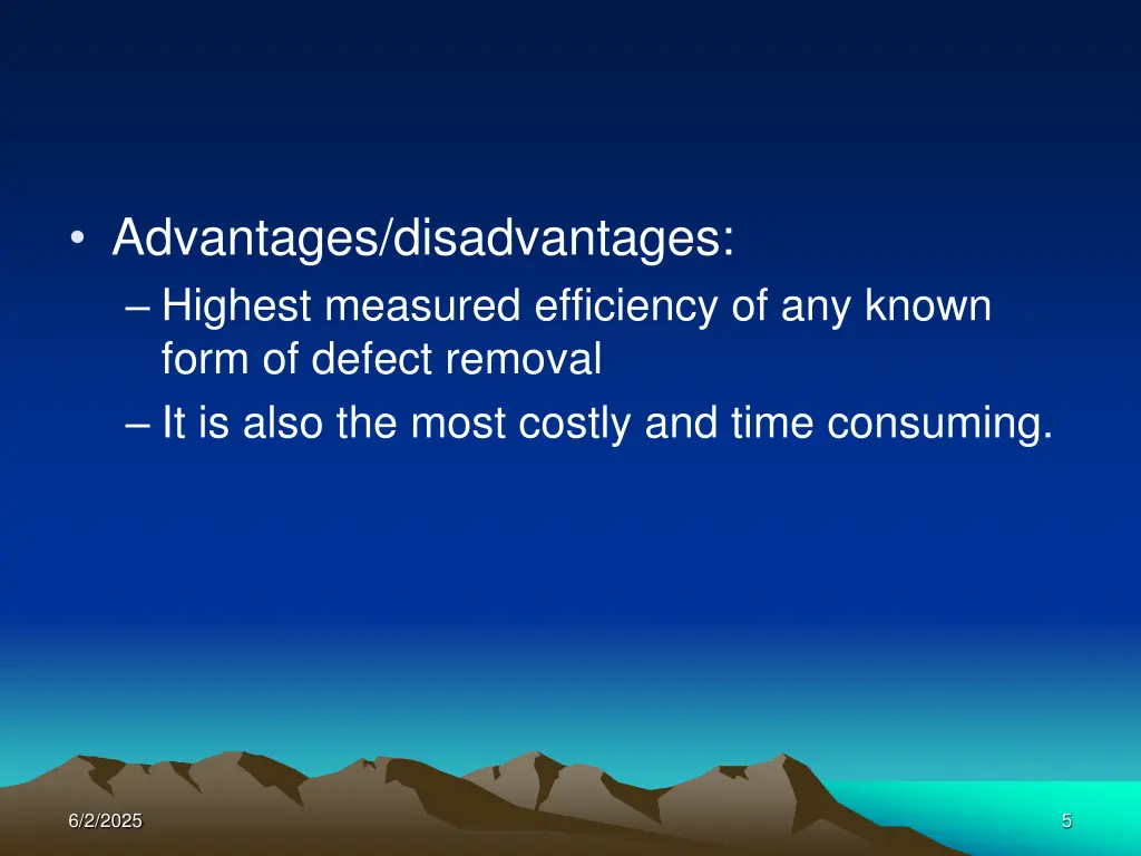advantages disadvantages highest measured