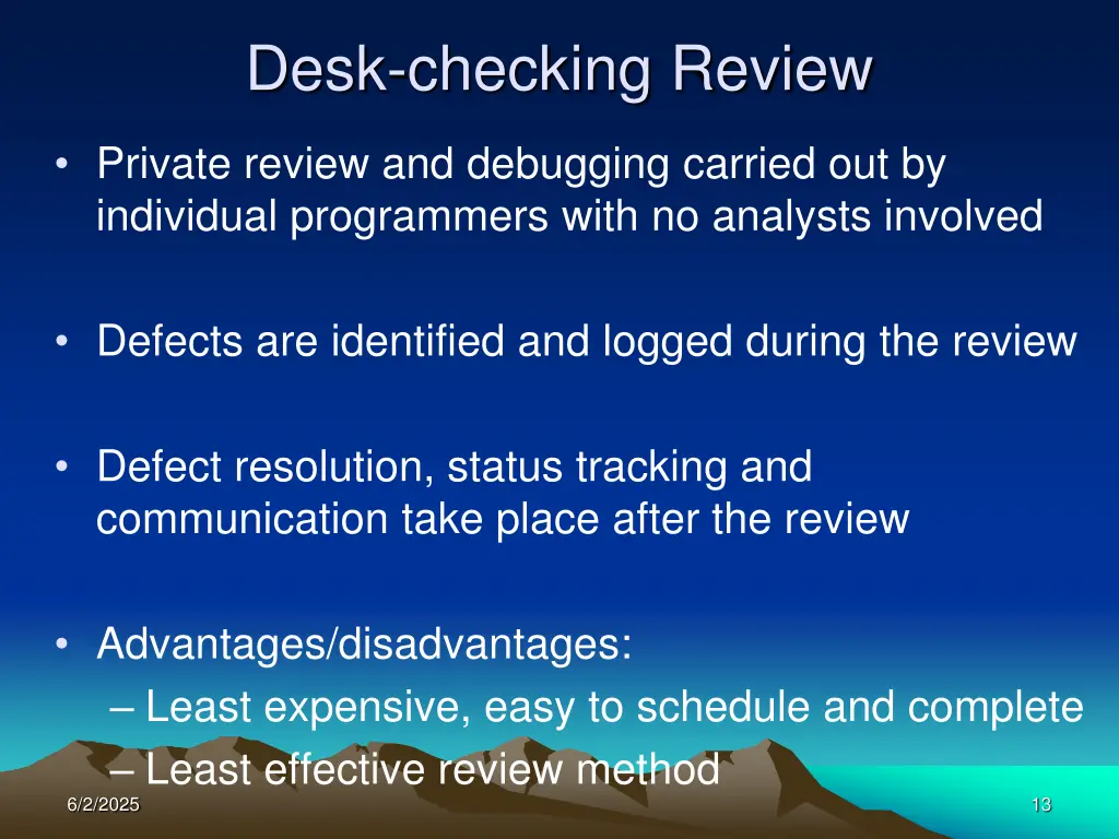 desk checking review