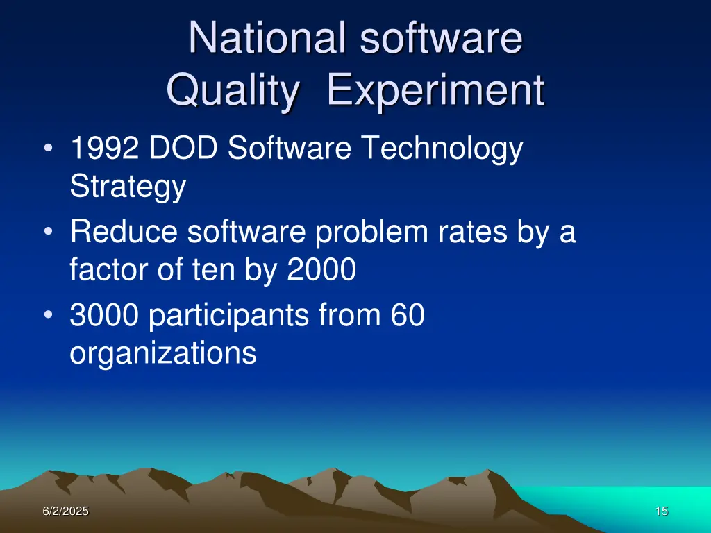 national software quality experiment 1992