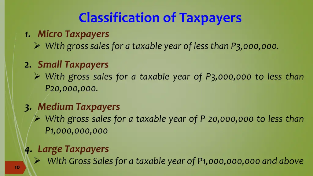 classification of taxpayers 1 micro taxpayers