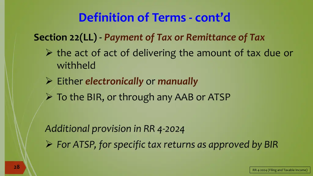 definition of terms cont d