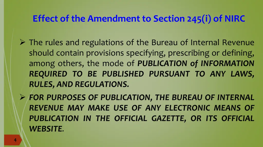 effect of the amendment to section 245 i of nirc