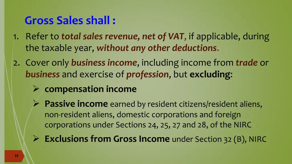 gross sales shall 1 refer to total sales revenue