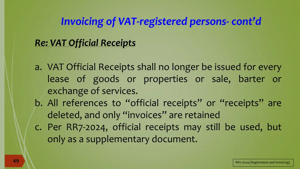 invoicing of vat registered persons cont d 1
