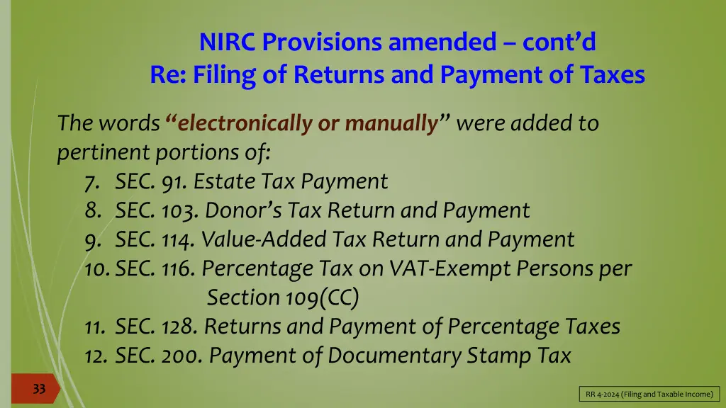 nirc provisions amended cont d re filing