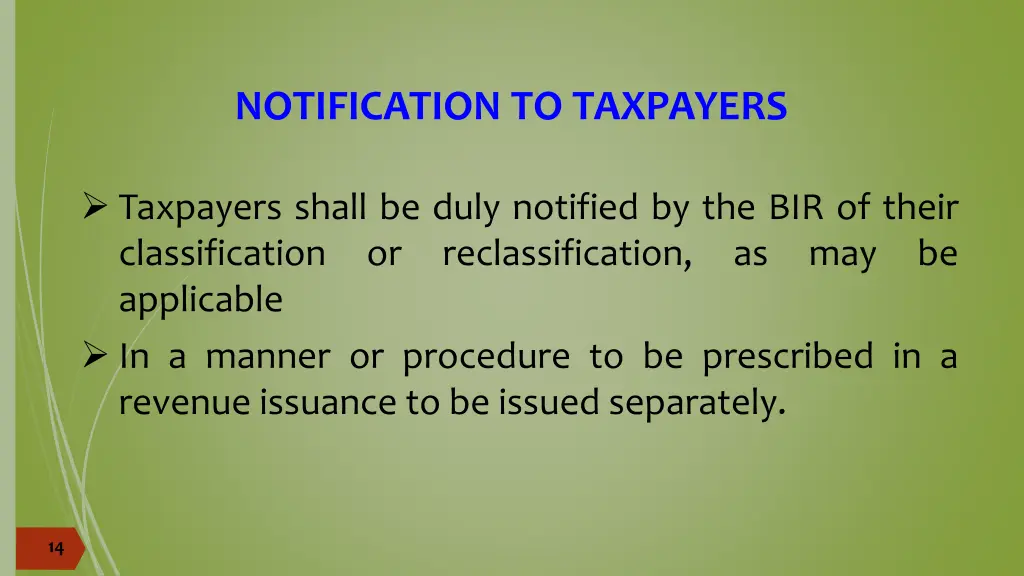 notification to taxpayers
