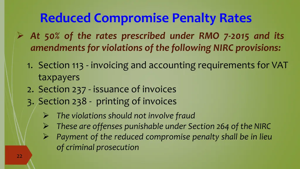 reduced compromise penalty rates