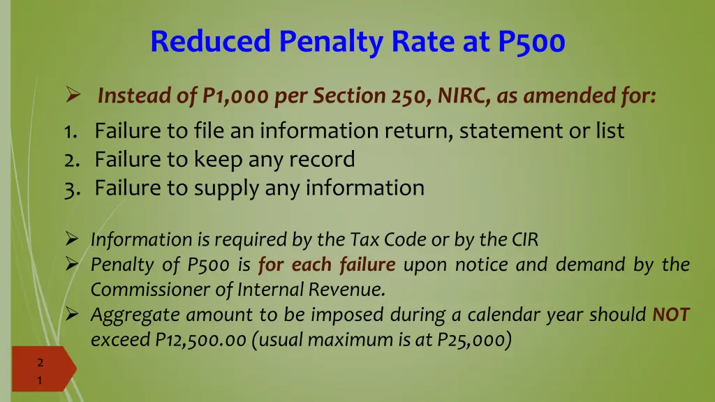 reduced penalty rate at p500