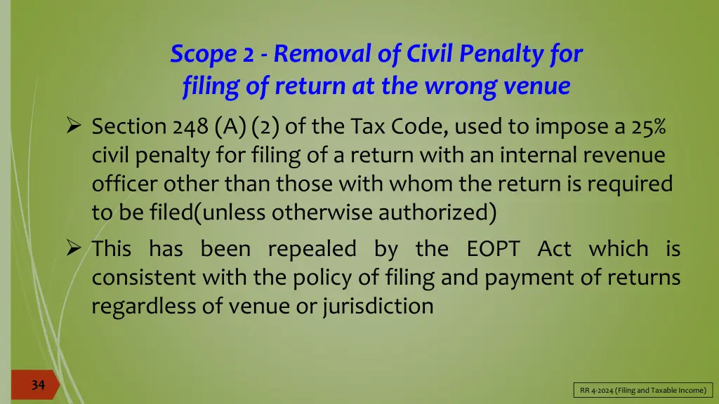 scope 2 removal of civil penalty for filing