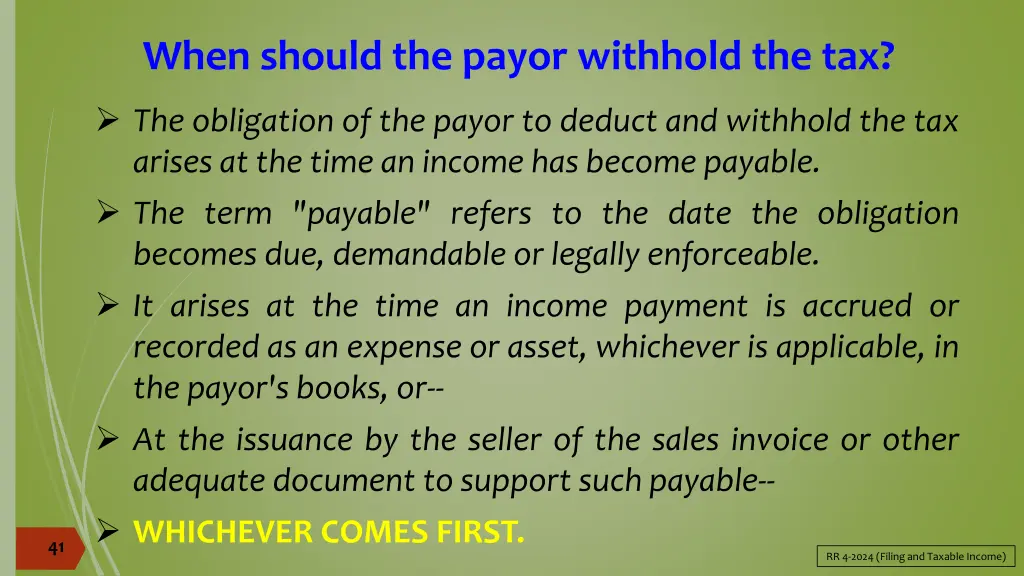 when should the payor withhold the tax