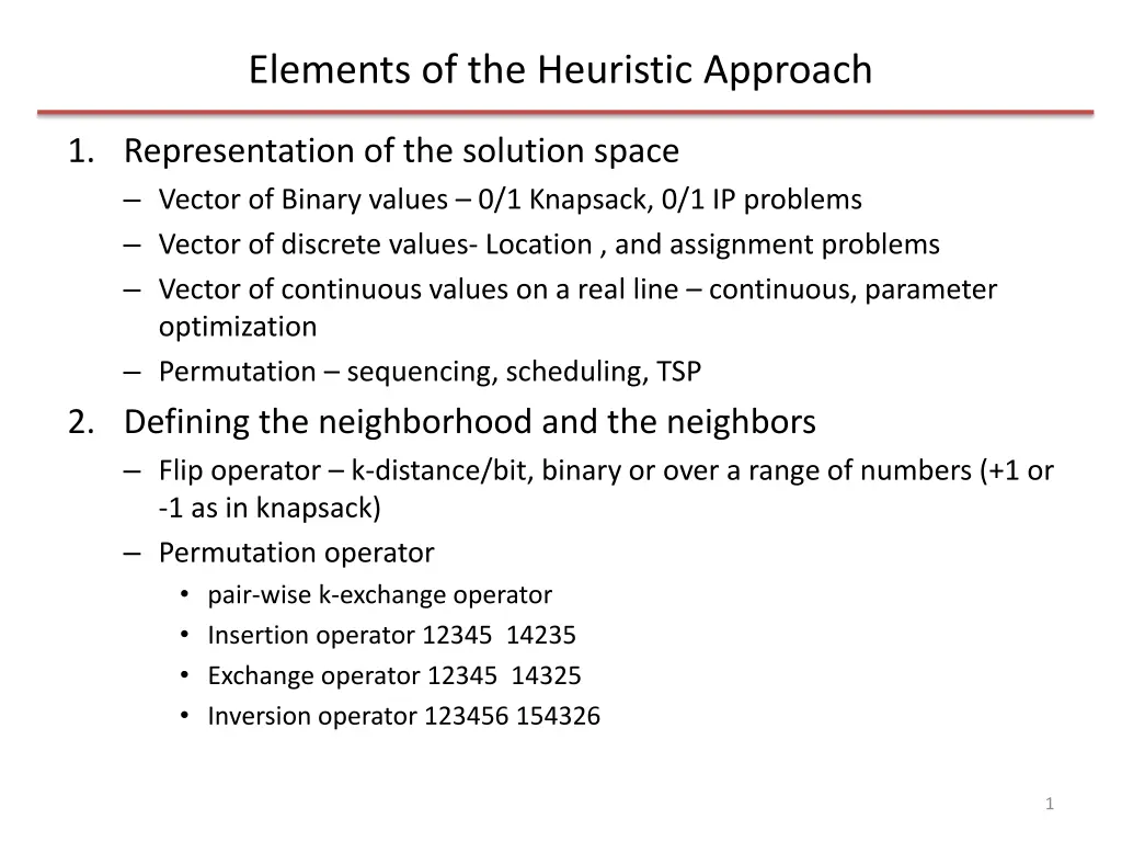 elements of the heuristic approach