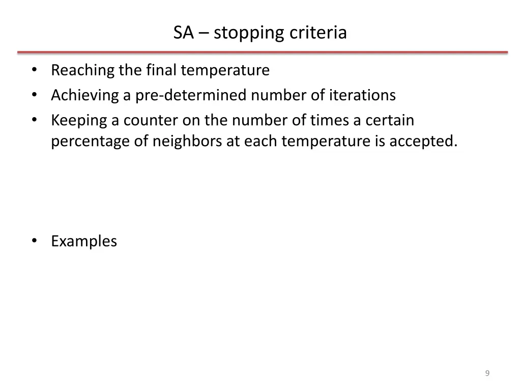 sa stopping criteria