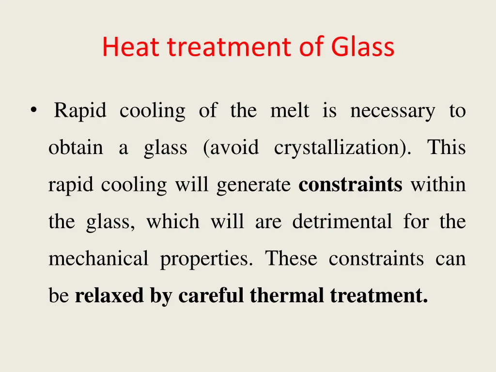 heat treatment of glass