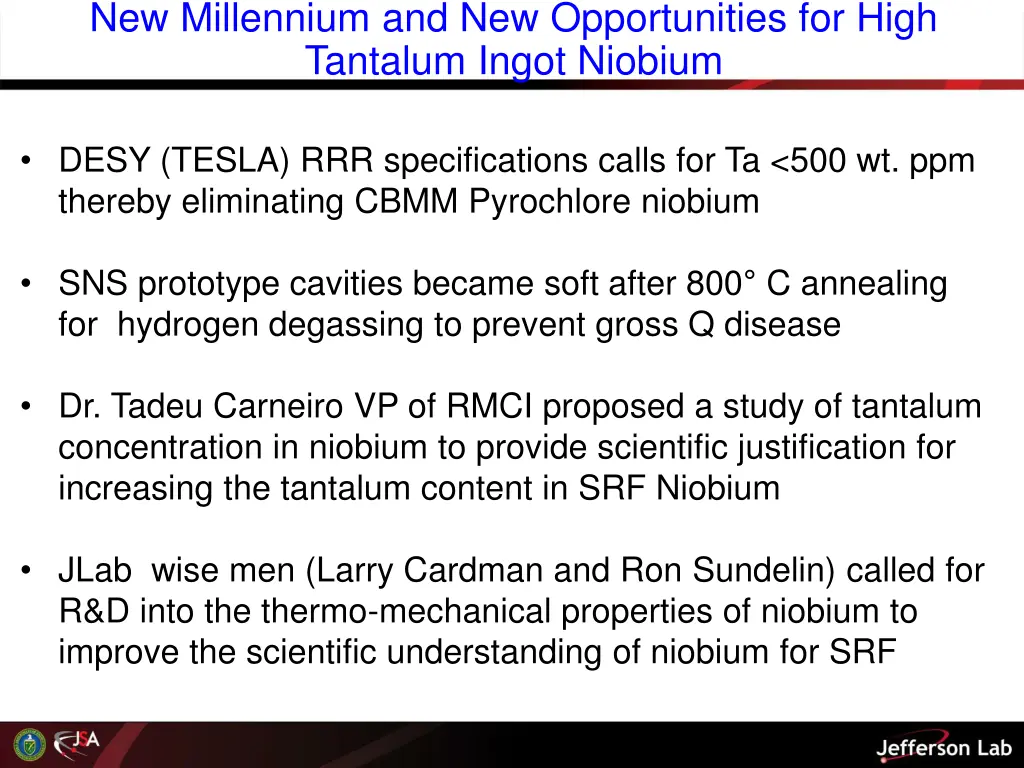 new millennium and new opportunities for high
