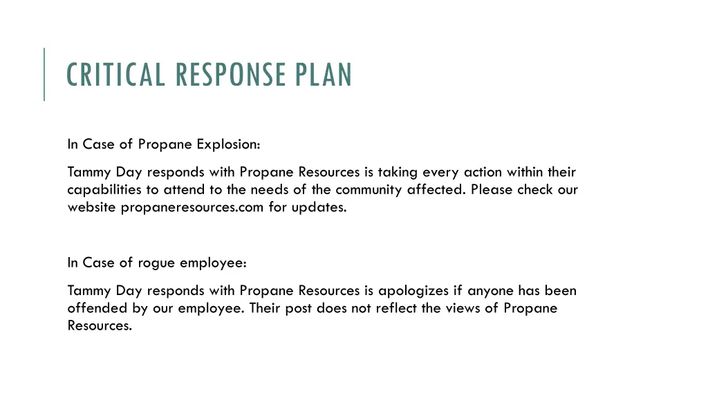 critical response plan