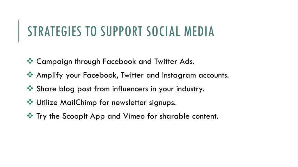 strategies to support social media