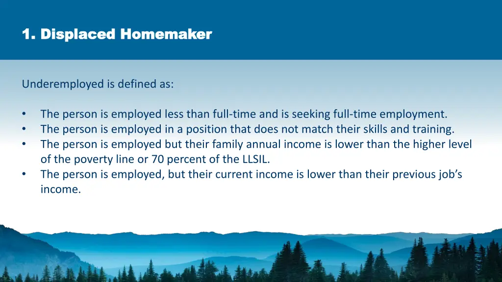 1 displaced homemaker 1 displaced homemaker 1