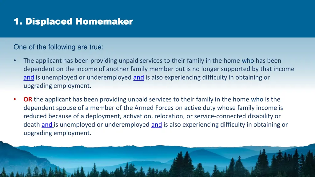 1 displaced homemaker 1 displaced homemaker