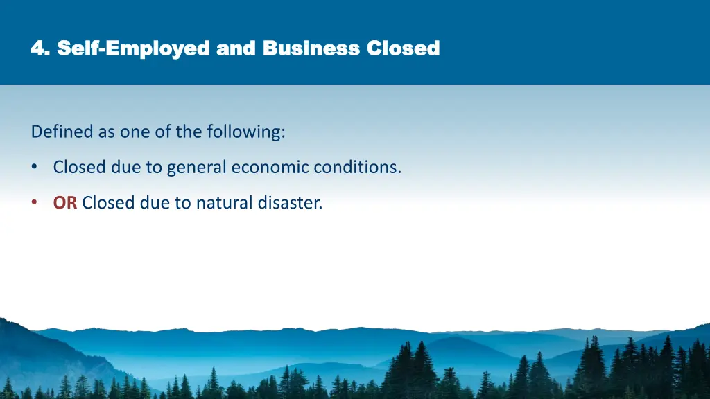 4 self 4 self employed and business closed